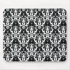 Elegant Black & White Damask Muismat