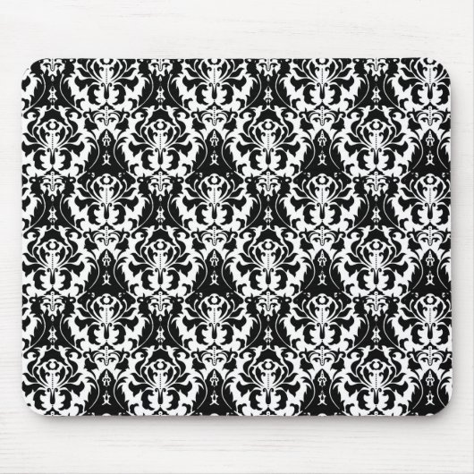 Elegant Black & White Damask Muismat (Voorkant)