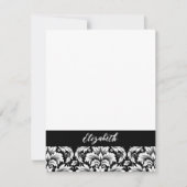 Elegant Black White Damask Notitiekaartje (Voorkant)