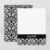 Elegant Black White Damask Notitiekaartje (Voorkant / Achterkant)