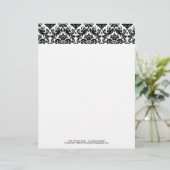 Elegant Black White Damask Pattern Briefhoofd Sjabloon (Staand voorkant)