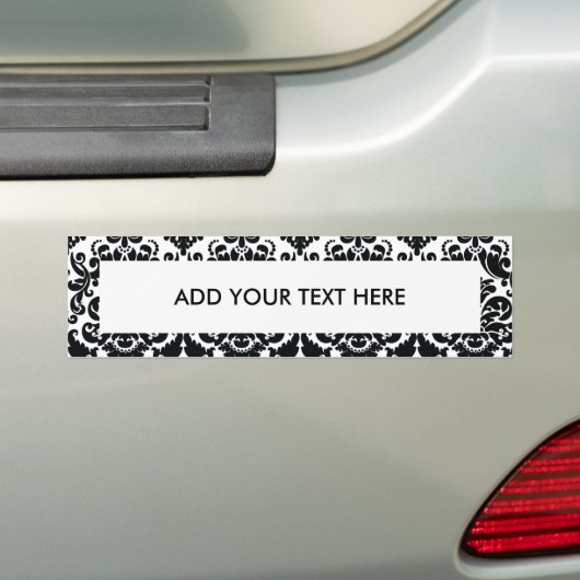 Elegant Black White Damask Pattern Bumpersticker (Op auto)
