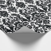 Elegant Black White  Damask Pattern Cadeaupapier (Hoek)