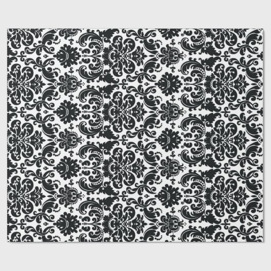 Elegant Black White  Damask Pattern Cadeaupapier (Vlak)