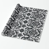 Elegant Black White  Damask Pattern Cadeaupapier (Uitgerold)