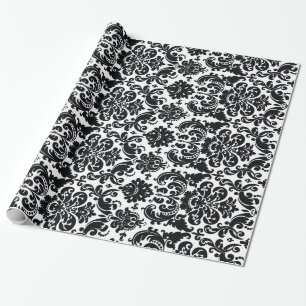 Elegant Black White  Damask Pattern Cadeaupapier