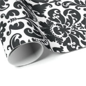 Elegant Black White  Damask Pattern Cadeaupapier (Rol Hoek)