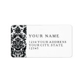 Elegant Black White  Damask Pattern Etiket (Voorkant)