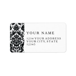 Elegant Black White  Damask Pattern Etiket