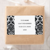 Elegant Black White  Damask Pattern Etiket (Insitu)