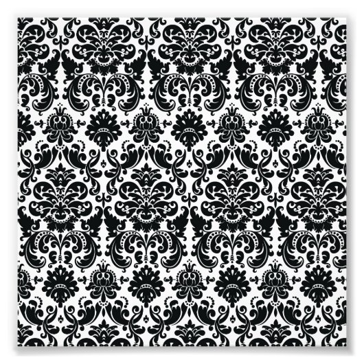 Elegant Black White  Damask Pattern Foto Afdruk (Voorkant)