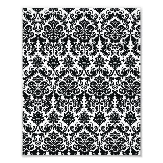 Elegant Black White  Damask Pattern Foto Afdruk (Voorkant)