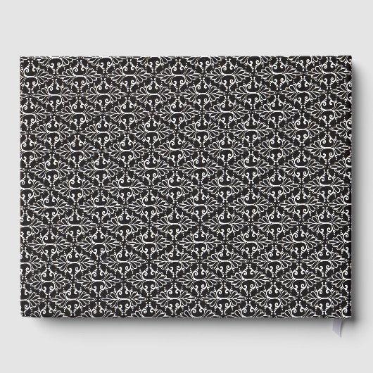 Elegant Black White Damask Pattern Gastenboek (Achterkant)