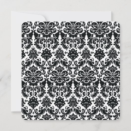Elegant Black White  Damask Pattern Kaart (Achterkant)