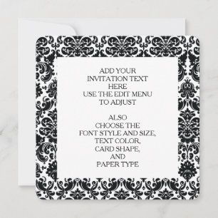 Elegant Black White  Damask Pattern Kaart