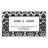 Elegant Black White  Damask Pattern Magnetisch Visitekaartje (Voorkant)