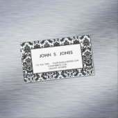 Elegant Black White  Damask Pattern Magnetisch Visitekaartje (Voorbeeld)