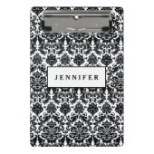 Elegant Black White Damask Pattern Mini Klembord (Voorkant)