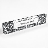 Elegant Black White Damask Pattern Naambordje