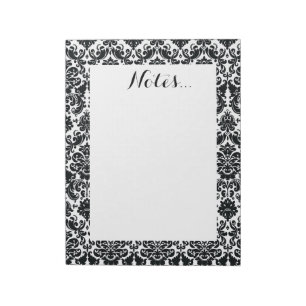 Elegant Black White  Damask Pattern Notitieblok