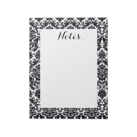 Elegant Black White Damask Pattern Notitieblok (Linkerzijde)