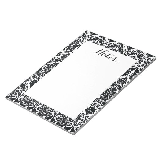 Elegant Black White  Damask Pattern Notitieblok (Schuin)
