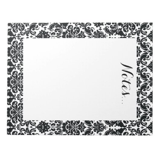 Elegant Black White  Damask Pattern Notitieblok (Voorkant)