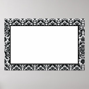 Elegant Black White  Damask Pattern Poster