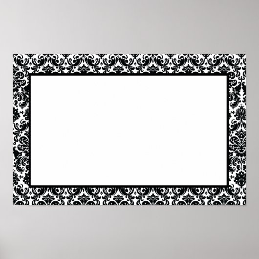 Elegant Black White  Damask Pattern Poster (Voorkant)
