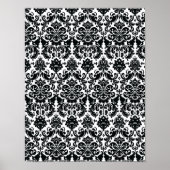 Elegant Black White  Damask Pattern Poster (Voorkant)