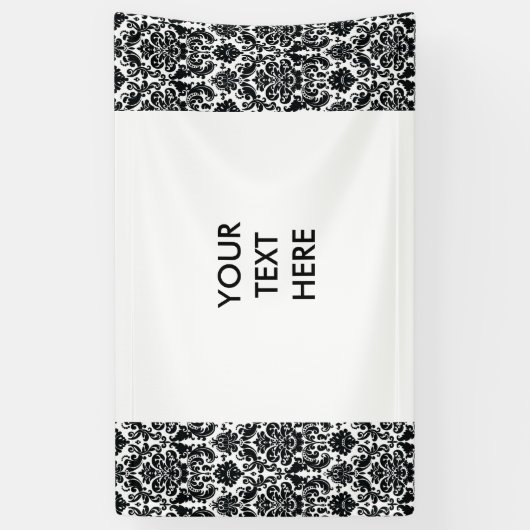 Elegant Black White  Damask Pattern Spandoek (Verticaal)