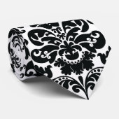 Elegant Black White  Damask Pattern Stropdas (Opgerold)