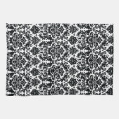 Elegant Black White  Damask Pattern Theedoek (Horizontaal)