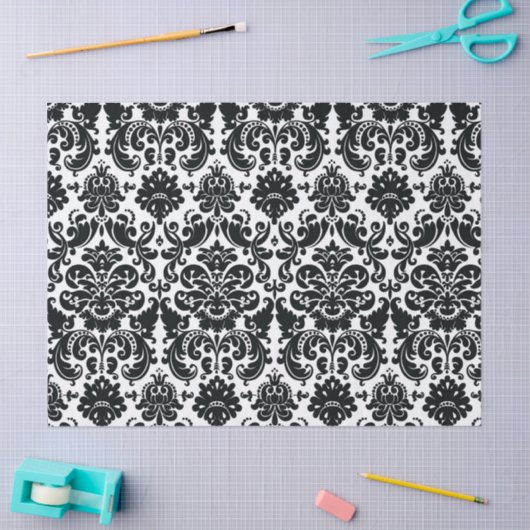 Elegant Black White  Damask Pattern Tissuepapier (Craft)