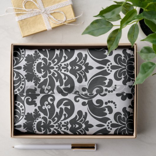 Elegant Black White  Damask Pattern Tissuepapier (Geschenk)