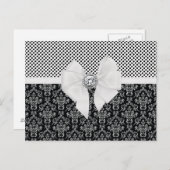  Elegant Black & White Damask Polka Dots Briefkaart (Voorkant / Achterkant)