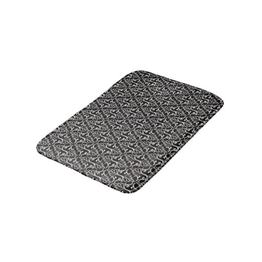 Elegant Black White Damask Scroll Badmat (Gekanteld)