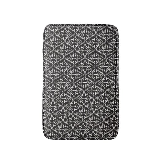 Elegant Black White Damask Scroll Badmat (Voorkant Verticaal)