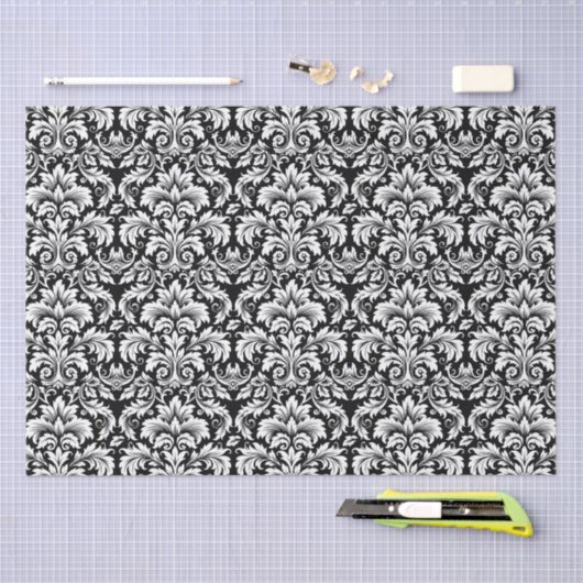 Elegant Black White Damask Tissuepapier (Craft)