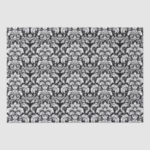 Elegant Black White Damask Tissuepapier