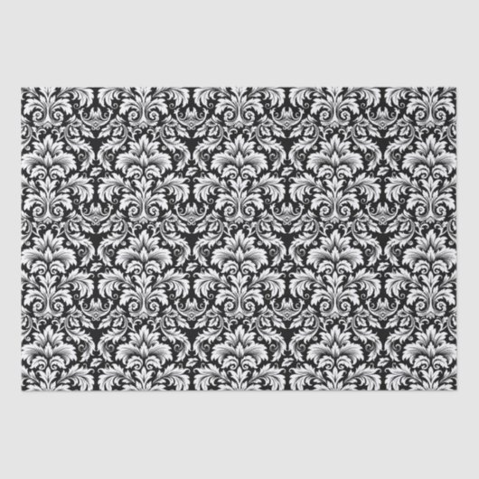 Elegant Black White Damask Tissuepapier (Voorkant)