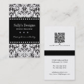 Elegant Black & White Damask Visitekaartje (Voorkant / Achterkant)