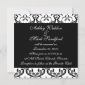 Elegant Black White Damask Wedding Invitation Kaart (Achterkant)