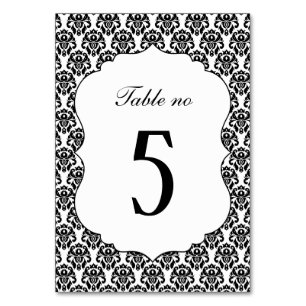Elegant Black White Damask Wedding Kaart