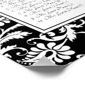 Elegant Black White Damask Wedding Seding Chart Poster (Hoek)