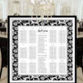 Elegant Black White Damask Wedding Seding Chart Poster