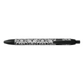 Elegant Black White Damask Zwarte Inkt Pen (Achterkant)
