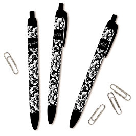 Elegant Black White Damask Zwarte Inkt Pen