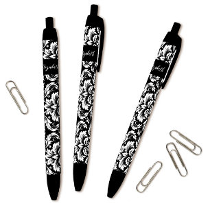 Elegant Black White Damask Zwarte Inkt Pen
