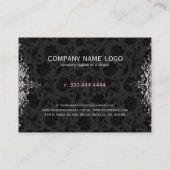 Elegant Black & White Damkers & Lace Visitekaartje (Achterkant)